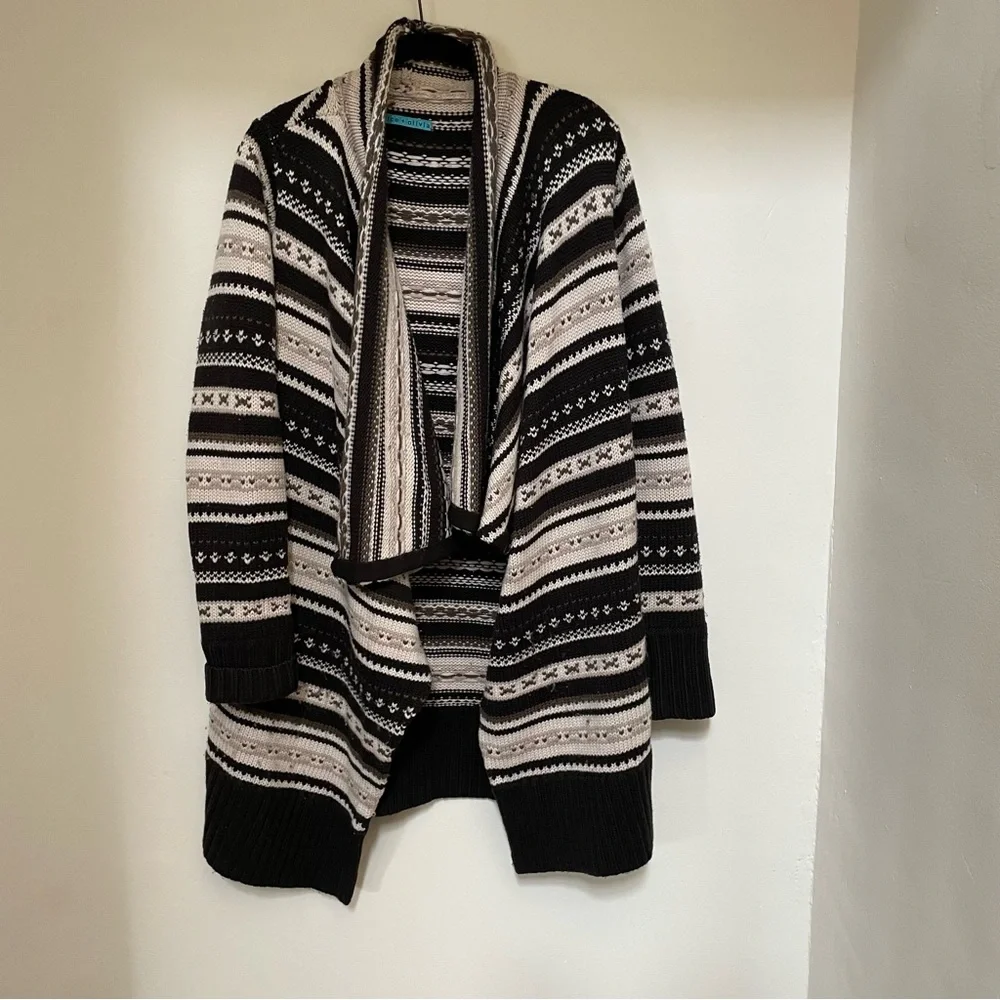 Alice + Olivia Western Fair Isle Chunky cardigan sweater medium $298 100% Wool